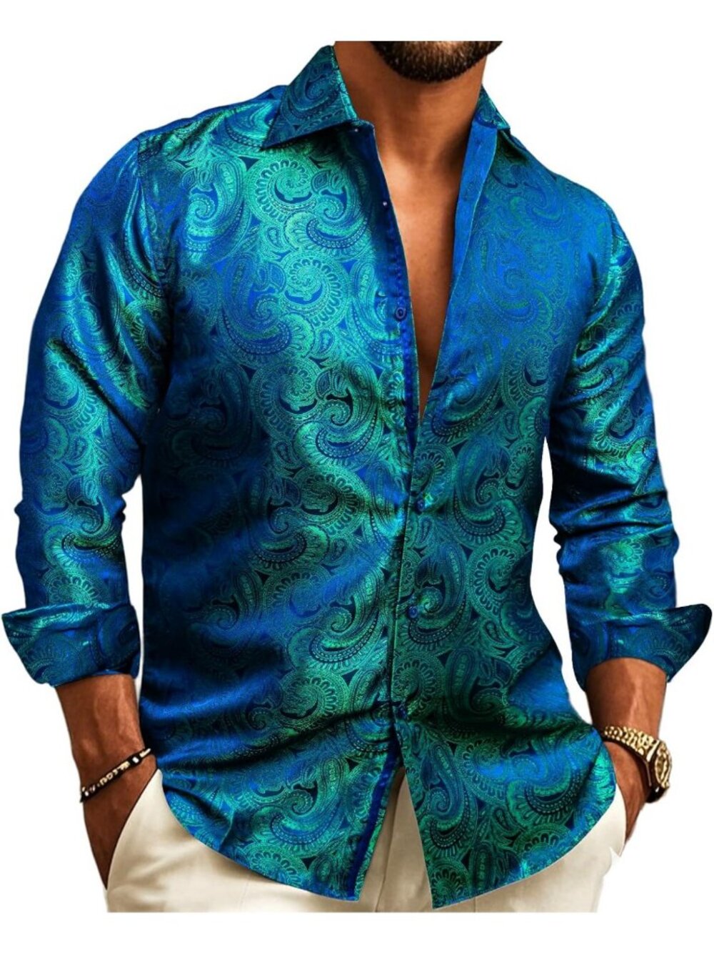 Stylish Men's Dress Shirt - 70s Disco Party Outfit, Designer Casual Wear
